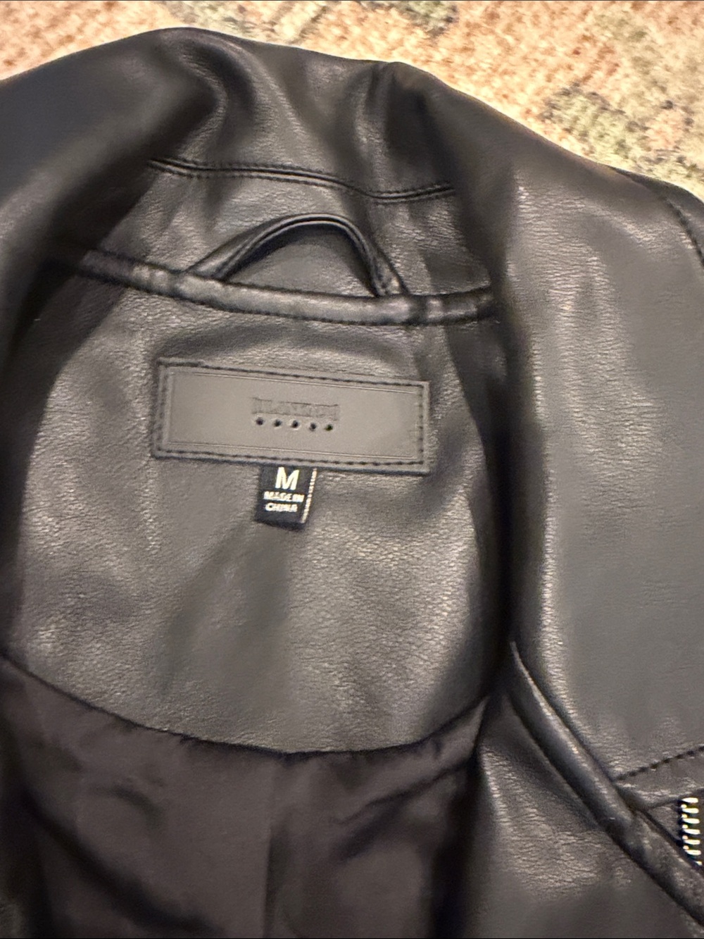 Blank NYC Black Faux Leather Moto Jacket with Ring-Zip Details - Picture 6 of 7